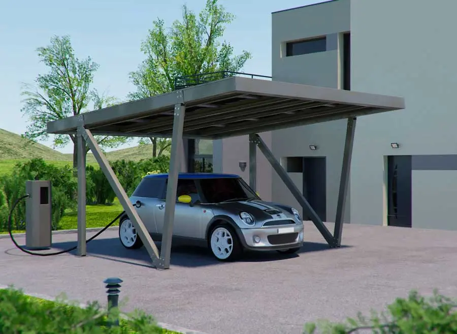 carport solaire G. Business pour protéger et recharger les voitures